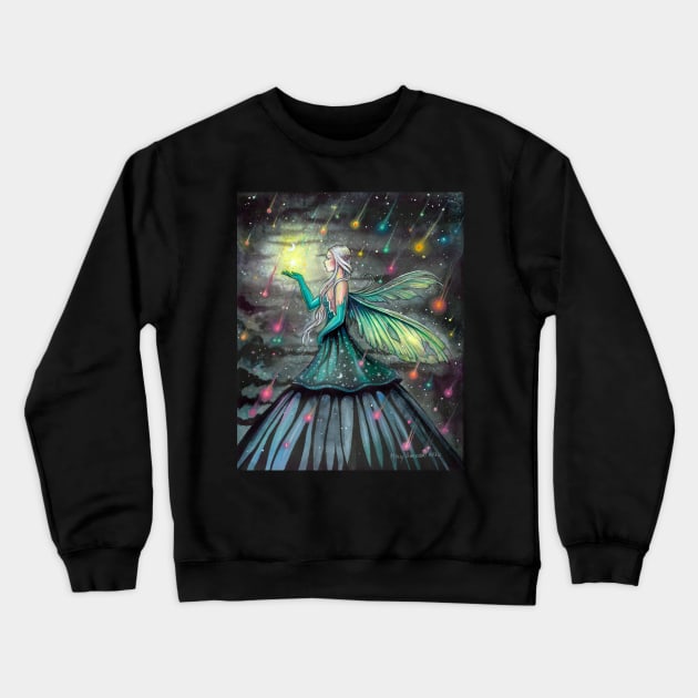 Star Showers Fairy Fantasy Artwork by Molly Harrison Crewneck Sweatshirt by robmolily